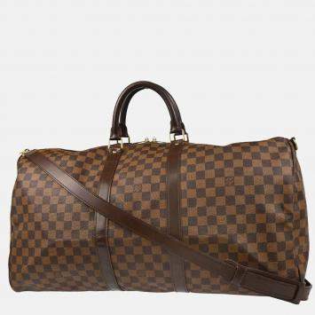 Pre Owned Louis Vuitton Damier Keepall Bandouliere 55 Duffle Bag