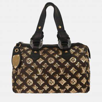 Pre Owned Louis Vuitton Gold Monogram Eclipse Speedy 30 Handbag