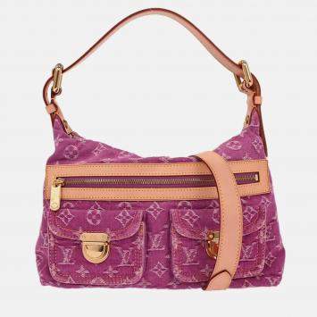 Pre Owned Louis Vuitton Pink Monogram Denim Baggy PM Shoulder Bag
