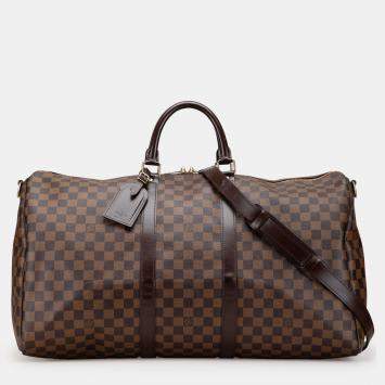 Pre Owned Louis Vuitton Brown Damier Ebene Keepall Bandouliere 55