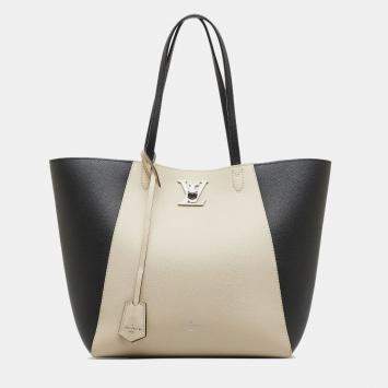 Pre Owned Louis Vuitton Beige/Black LockMe Cabas
