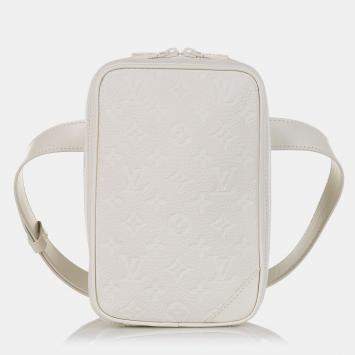 Pre Owned Louis Vuitton White Monogram Taurillon Utility Side 