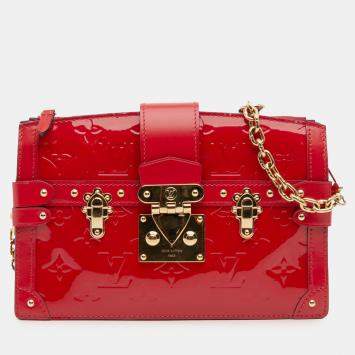 Pre Owned Louis Vuitton Red Monogram Vernis Trunk Clutch
