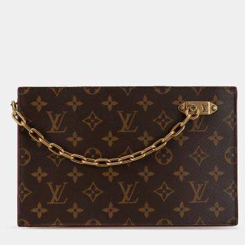 Pre Owned Louis Vuitton Brown Monogram Legacy Chain Clutch