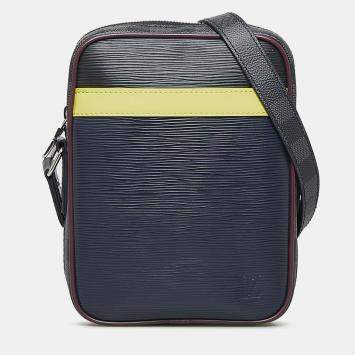 Pre Owned Louis Vuitton Blue Epi Damier Graphite Danube Slim
