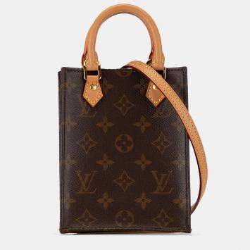 Pre Owned Louis Vuitton Brown Monogram Petit Sac Plat