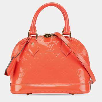 Pre Owned Louis Vuitton Orange Monogram Vernis Alma BB