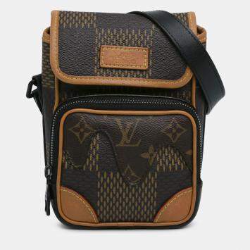 Pre Owned Louis Vuitton Brown Nigo Giant Damier Ebene Monogram Nano Amazone