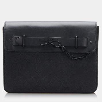Pre Owned Louis Vuitton Black Monogram Taurillon Pochette Steamer