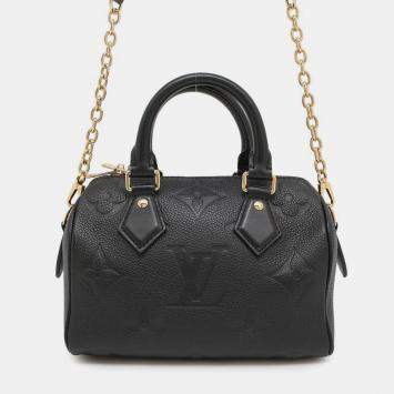 Pre Owned Louis Vuitton Speedy Bandouliere 20 Black Empreinte Giant Monogram Leather Duffel Bag