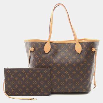 Pre Owned Louis Vuitton Neverfull Mm Tote Bag Coated Canvas And Leather Monogram Brown
