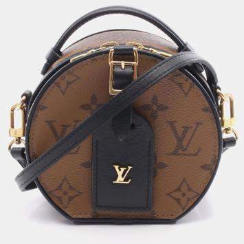 Pre Owned Louis Vuitton Mini Boite Chapeau Handbag Coated Canvas And Leather Monogram Reverse Brown Black