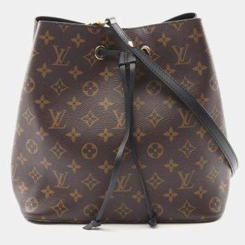 Pre Owned Louis Vuitton Neonoe Shoulder Bag Coated Canvas And Leather Monogram Brown Black
