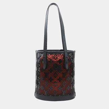Pre Owned Louis Vuitton Handbag Monogram Lace Bucket Pm Patent Leather Black