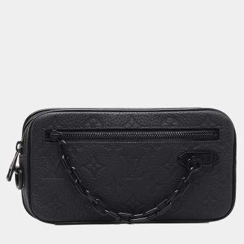 Pre Owned Louis Vuitton Black Monogram Taurillon Pochette Volga