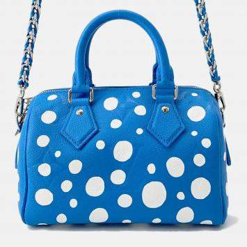 Pre Owned Louis Vuitton Lvxyk Speedy Bandouliere Blue Monogram Empreinte Leather Size 20