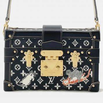 Pre Owned Louis Vuitton Monogram Catogram Petite Malle Noir Monogram
