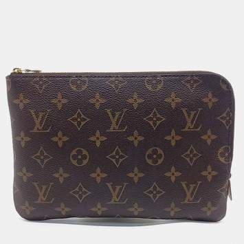 Pre Owned Louis Vuitton Brown Coated Canvas Monogram Etu Voyage PM