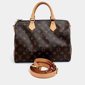 Pre Owned Louis Vuitton Brown Coated Canvas Monogram Bandouliere Speedy 30