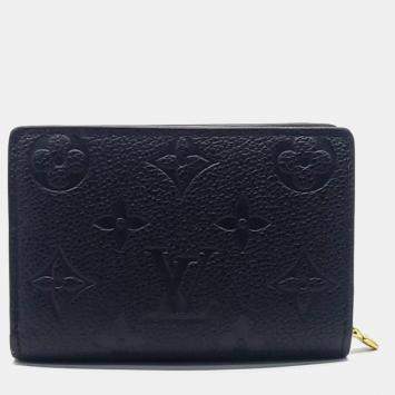 Pre Owned Louis Vuitton Black Leather Empreinte Medium Compact Wallet