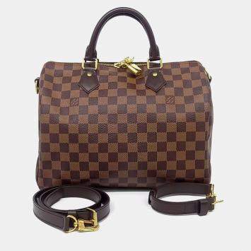 Pre Owned Louis Vuitton Brown Coated Canvas Damier Bandouliere Speedy 30