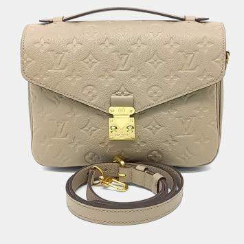 Pre Owned Louis Vuitton Beige Leather Empreinte Pochette Metis