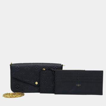 Pre Owned Louis Vuitton Black Leather Empreinte Pochette Felicie