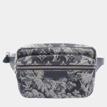 Pre Owned Louis Vuitton Blue Monogram Tapestry Outdoor Bumbag