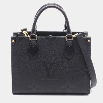 Pre Owned Louis Vuitton On The Go Pm Handbag In Monogram Empreinte Leather  Black