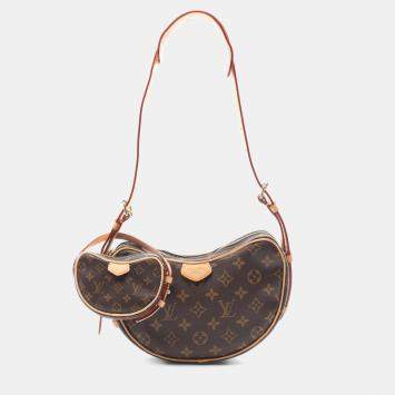 Pre Owned Louis Vuitton Croissant Brown Coated Canvas Leather Shoulder Bag