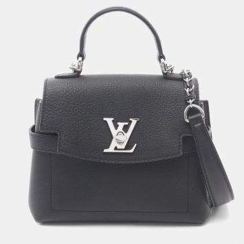 Pre Owned Louis Vuitton Lockme Evermini Handbag  Leather  Black