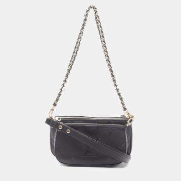 Pre Owned Louis Vuitton Multi Pochette Accessoires Shoulder Bag In Monogram Empreinte Leather  Black