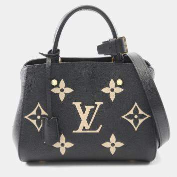 Pre Owned Louis Vuitton Montaigne Black/Beige Monogram Empreinte Leather BB Handbag