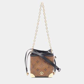 Pre Owned Louis Vuitton Noe Perse LV Charm Monogram Reverse  Brown/Black Coated Canvas Leather Shoulder Bag  