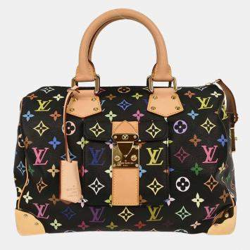 Pre Owned Louis Vuitton Black Monogram Multicolor Speedy 30 Handbag
