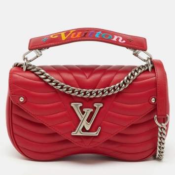 Pre Owned Louis Vuitton Ecarlate Leather New Wave Chain MM Bag