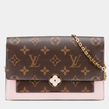 Pre Owned Louis Vuitton Brown Monogram Flore Wallet On Chain