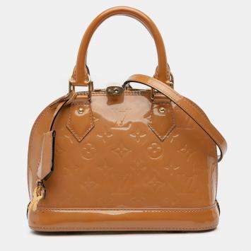 Pre Owned Louis Vuitton Brown Monogram Vernis Alma BB