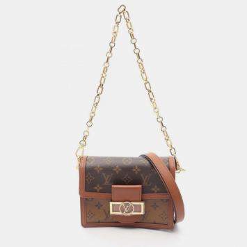 Pre Owned Louis Vuitton Brown Monogram Reverse Mini Dauphine