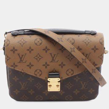 Pre Owned Louis Vuitton Brown Monogram Reverse Pochette Metis