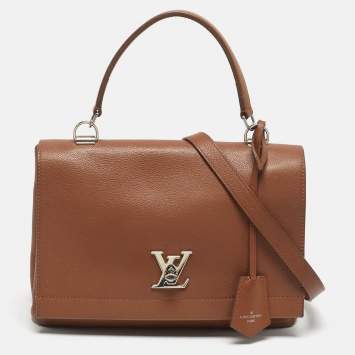 Pre Owned Louis Vuitton Brown Leather Lockme II Bag