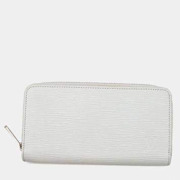 Pre Owned Louis Vuitton Zippy Wallet White Epi Leather
