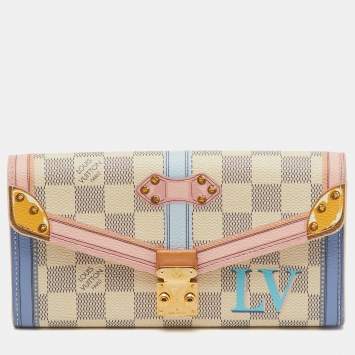 Pre Owned Louis Vuitton Damier Azur Canvas Summer Trunks Sarah Wallet