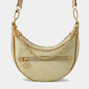 Pre Owned Louis Vuitton Woven Fabric Gold Shoulder Bags