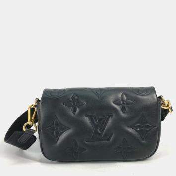 Pre Owned Louis Vuitton Bubblegram Black Leather Wallet on Strap