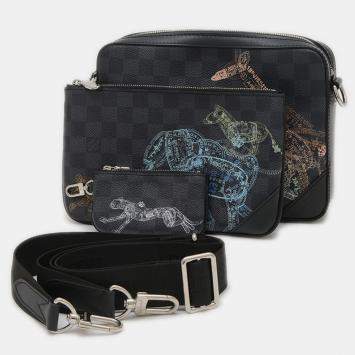 Pre Owned Louis Vuitton Trio Grey Damier Graphite Canvas Shoulder Bag