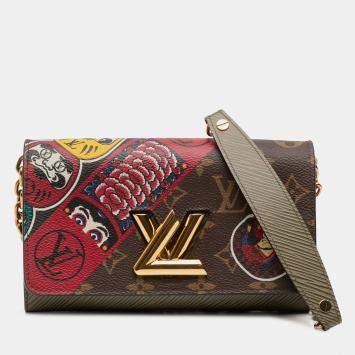 Pre Owned Louis Vuitton Brown Kansai Yamamoto Monogram and Epi Kabuki Twist Wallet on Chain