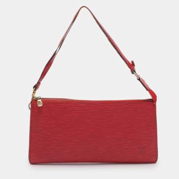 Pre Owned Louis Vuitton Castilian Red Epi Leather Pochette Accessoires Bag