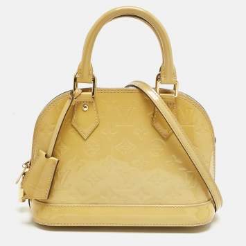 Pre Owned Louis Vuitton Jaune Passion Monogram Vernis Alma BB Bag