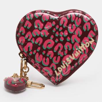 Pre Owned Louis Vuitton Vernis Leather Limited Edition Stephen Sprouse Heart Coin Purse
